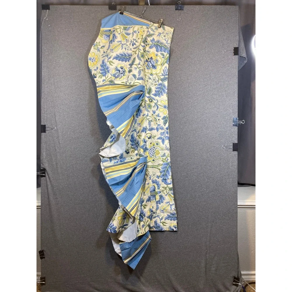 2 Waverly Floral Valance and King‎ Shams Set Blue Yellow Green Botanical